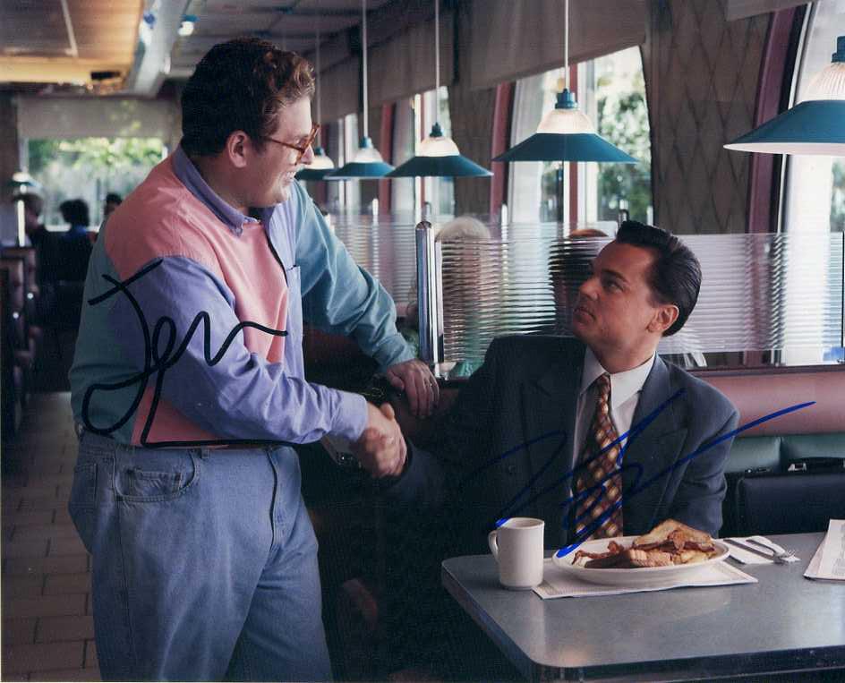 Leonardo DiCaprio / Jonah Hill WOLF OF WALL ST IP: Leonardo DiCaprio / Jonah Hill in person signed photo from the movie THE WOLF OF WALL STREET