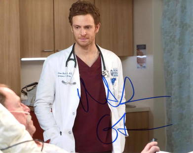 Nick Gehlfus CHICAGO MED In Person Signed Photo: Photo size is 8x10. Nick Gehlfuss in person signed autographed photo from the TV series CHICAGO MED. Nick Gehlfuss as the character Will Halstead