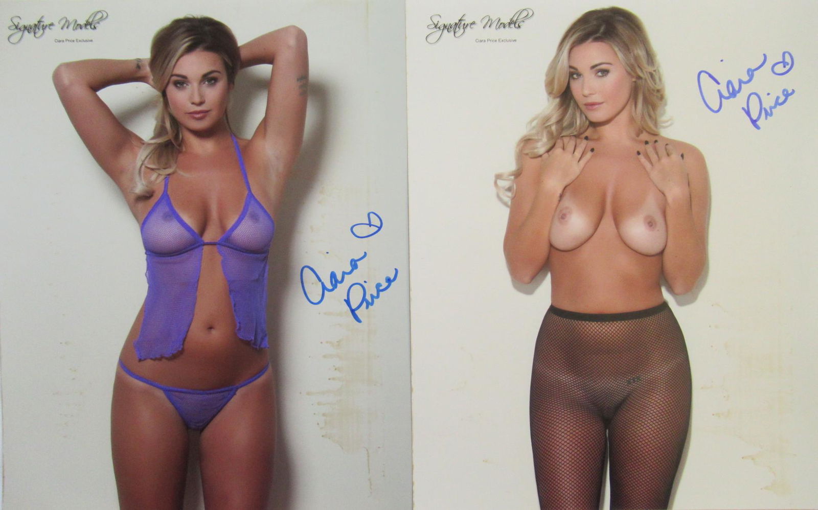 2 Ciara Price PLAYBOY PMOTM In Person Signed Photos: Photo size is 8 x 10. PRIVATE SIGNING. You are getting both photos shown here. Ciara Price Playboy Playmate of the Month for November 2011. These were done at an exclusive photo shoot and private sign