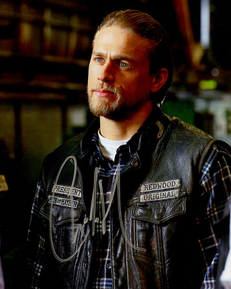 Charlie Hunnam SONS OF ANARCHY In Person Signed Photo: Photo size is 8x10. Charlie Hunnam in person signed photo from the TV series THE SONS OF ANARCHY. Charlie Hunnam as the character Jackson Jax Teller.