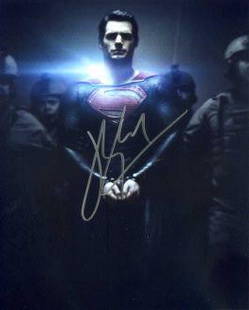 Henry Cavill MAN OF STEEL In Person Signed Photo: Photo size is 8x10. Fantastic in person signed photo from the movie THE MAN OF STEEL Henry Cavill as the character Clark Kent / Superman