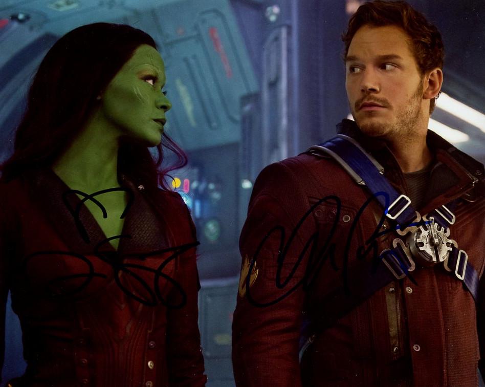 Chris Pratt / Zoe Saldana UARDIANS OF THE GALAXY In Person Signed Photo (1 of 1)