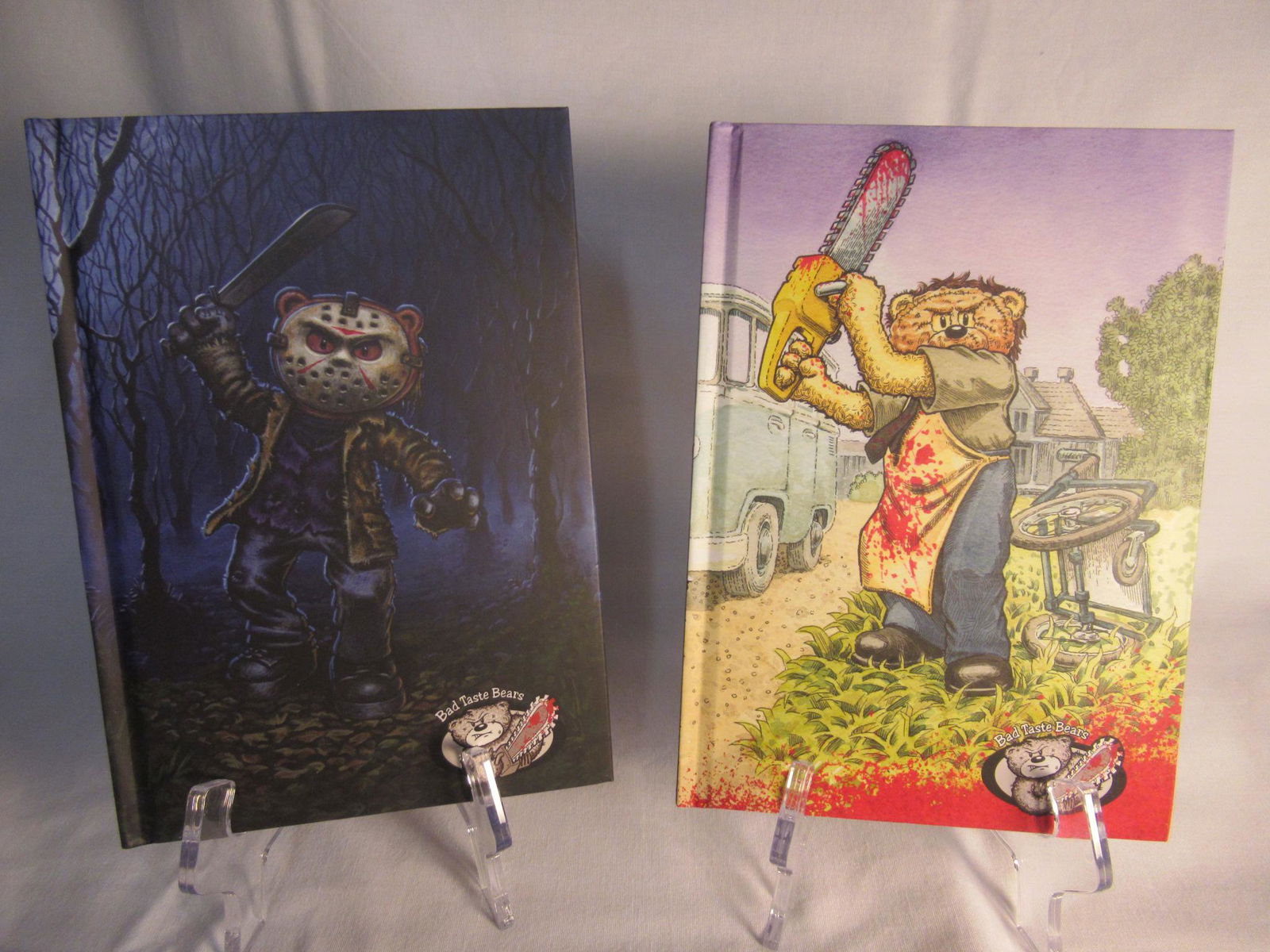 Bad Taste Bears JASON TEDY and KILLER TEDDY Journals: Journal size is 6x9. These Journals have been discontinued. You are getting both journals. Designed by Bad Taste Bears designer Pete Underhill. Both journals are 6x9 inches in size. PLEASE NOTE: only
