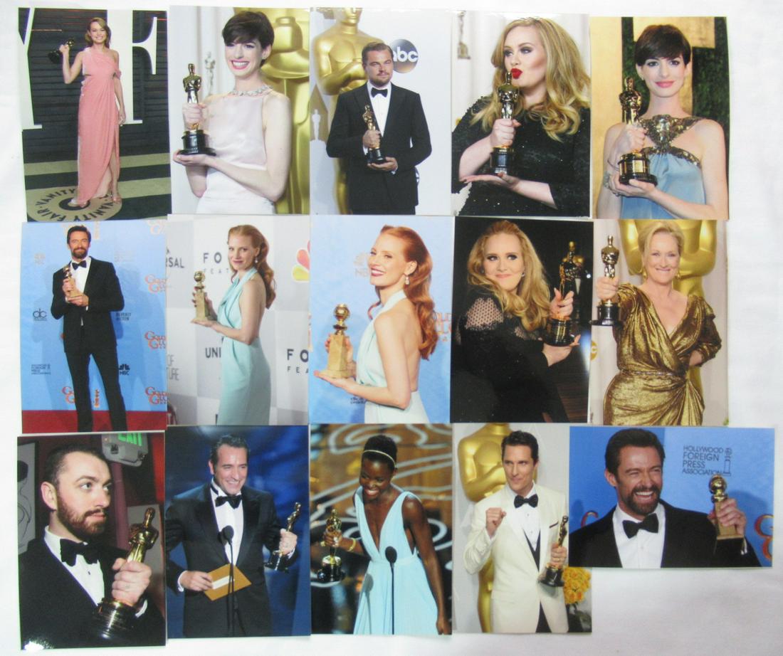 (15) 4x6 Candid Award Winners Lot: Photo size is 4x6. All photos in this lot are 4x6 candid shots. All celebertis holding ther Oscar or Golden Globe awards. In this lot you are getting: Brie Larson, Anna Hathaway, Leonardo DiCaprio, Ad