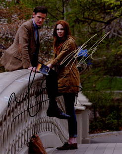 Matt Smith / Karen Gillan DR WHO In Person Signed Photo: Photo size is 8x10. Matt Smith / Karen Gillan in person signed photo from the TV series DR. WHO. Matt Smith as the character of the Doctor. Karen Gillan as the character Amy Pond.