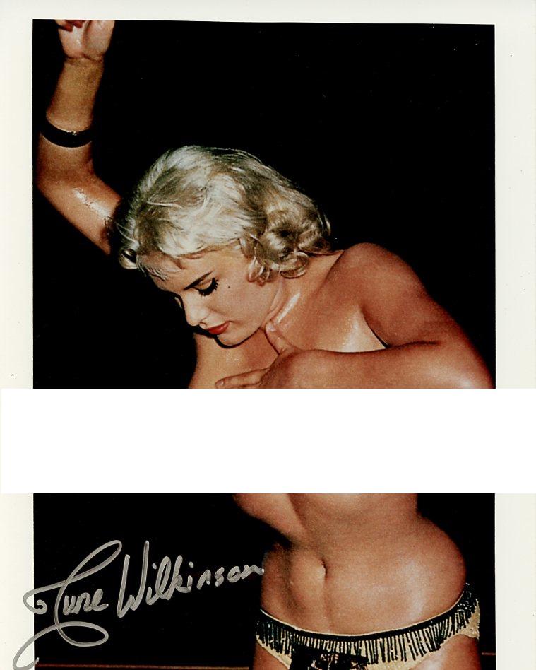June Wilkinson TOPLESS In Person Signed Photo: Photo size is 8x10. June Wilkinson in person signed photo. June Wilkinson is an English model and actress, known for her appearances in Playboy magazine and in films of the 1960s. One of the world's m