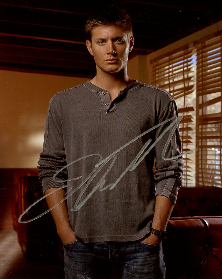 Jensen Ackles SUPERNATURAL In Person Signed Photo: Photo size is 8x10. Jensen Ackles in person signed photo from the TV series SUPERNATURAL. Jensen Ackles as the character Dean Winchester.