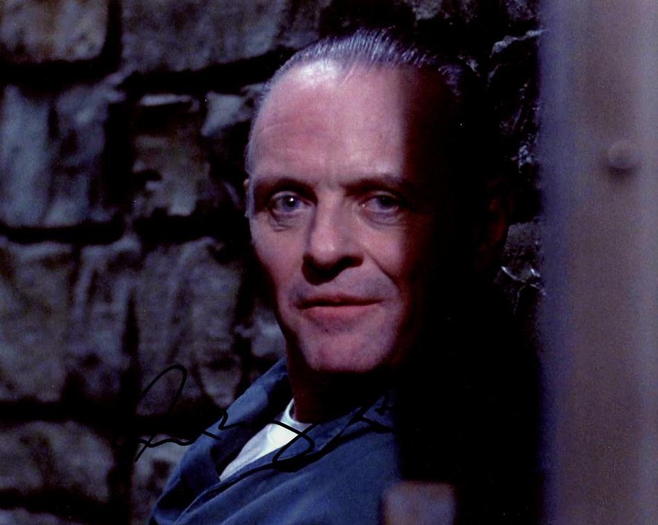 Anthony Hopkins SILENCE OF THE LAMBS In Person Signed Photo: Photo size is 8x10. Anthony Hopkins in person signed photo from the movie SILENCE OF THE LAMBS. Anthony Hopkins as the character Hannibal Lecter.