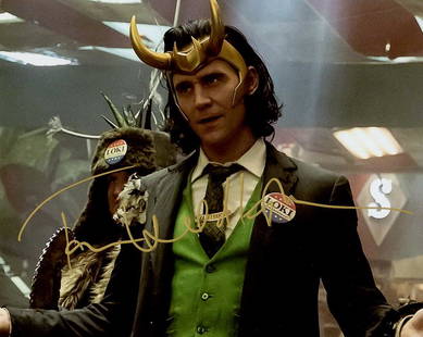 Tom Hiddleston LOKI In Person Signed Photo: Photo Size is 8x10. Tom Hiddleston in person signed photo from the TV series LOKI. Tom Hiddleston as the character LOKI.