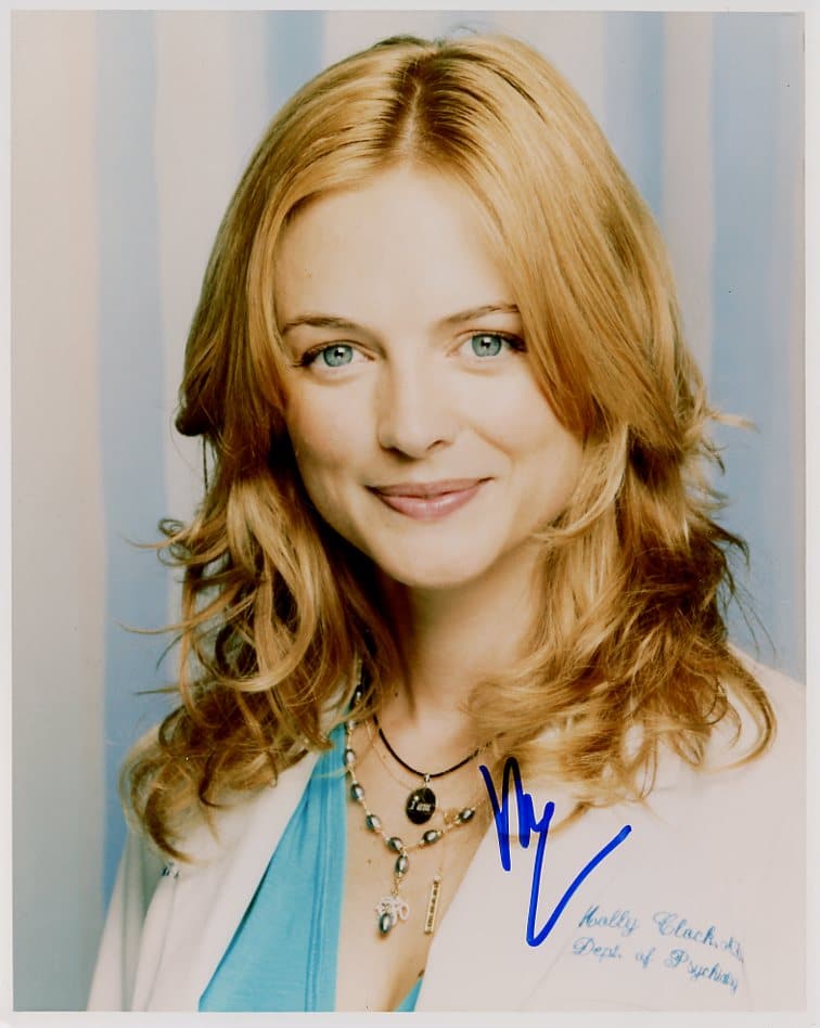 Heather Graham SCRUBS In Person Sign Photo: Photo size is 8x10. Heather Graham in person sign photo from the TV series SCRUBS. Heather Graham as the character Dr. Molly Clock.