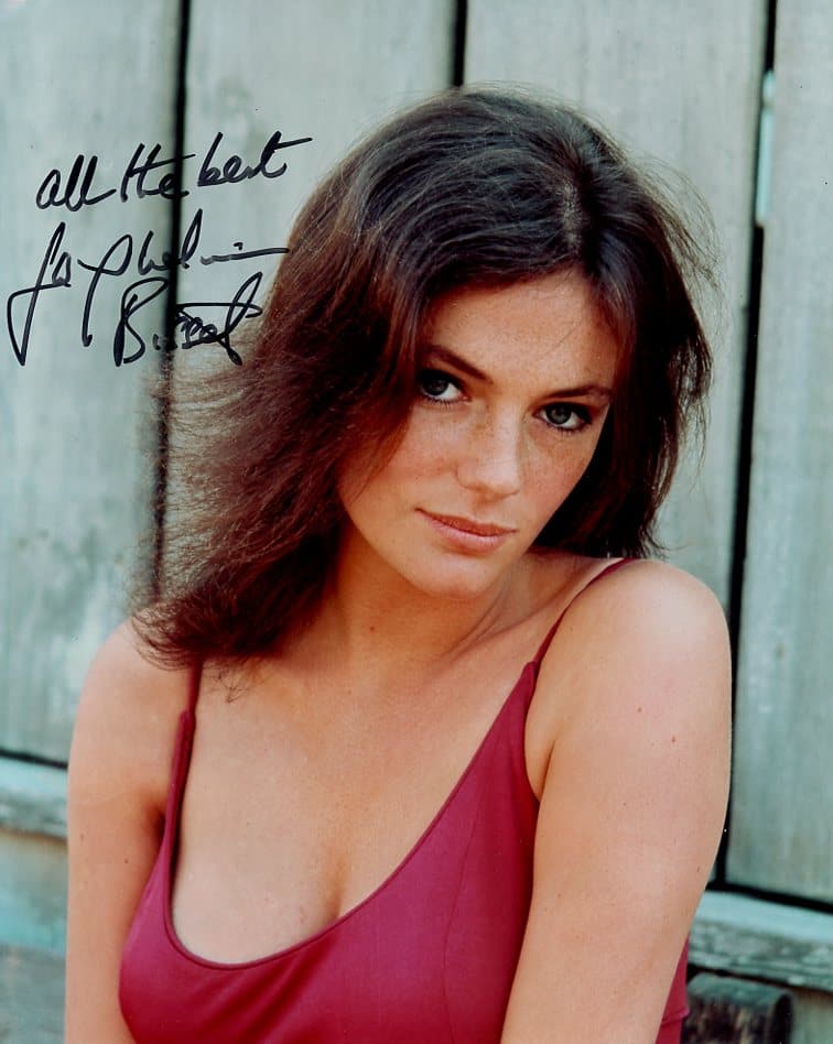 Jacqueline Bisset DOMINO / UNDER THE VOLCANO In Person Sign Photo: Photo size is 8x10. Jacqueline Bisset in person sign photo. Jacqueline Bisset has done such movies as DOMINO, UNDER THE VOLCANO, and MURDER ON THE ORIENT EXPRESS.