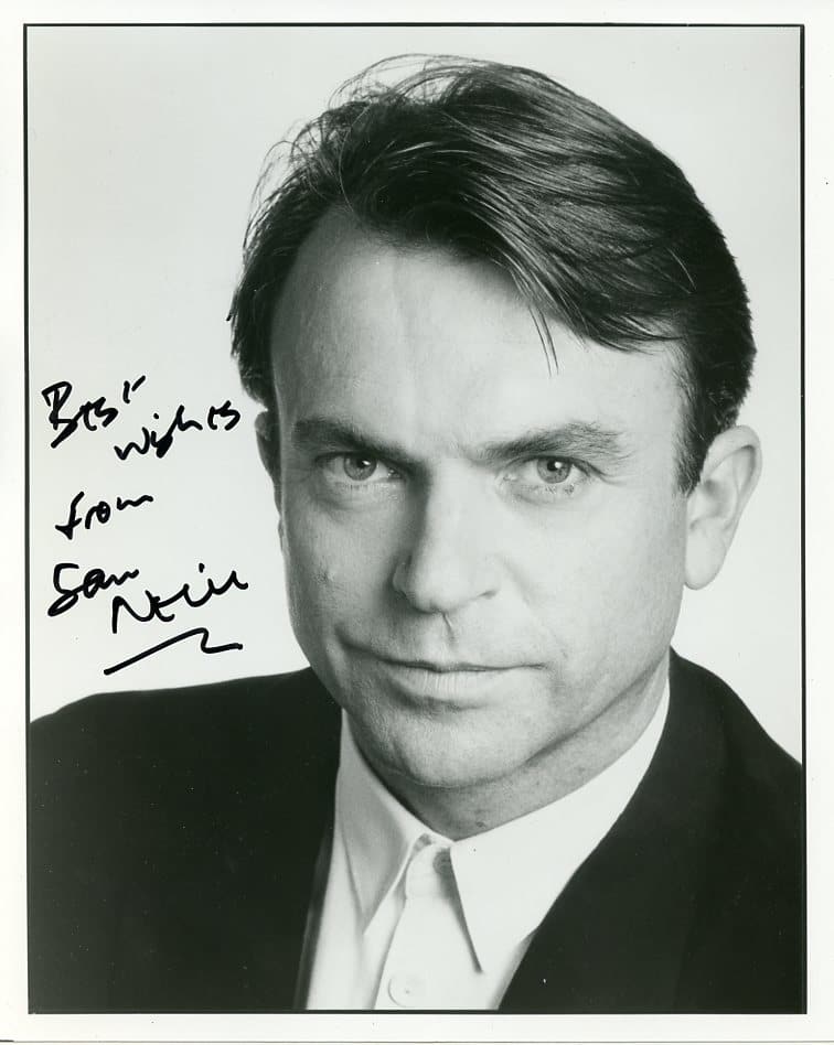 Sam Neill JURASSIC PARK / THOR In Person Sign Photo: Photo size is 8x10. Sam Neill in person sign photo. Samuel has done such TV movies as ALCATRAZ, JURASSIC PARK, and THOR LOVE AND THUNDER