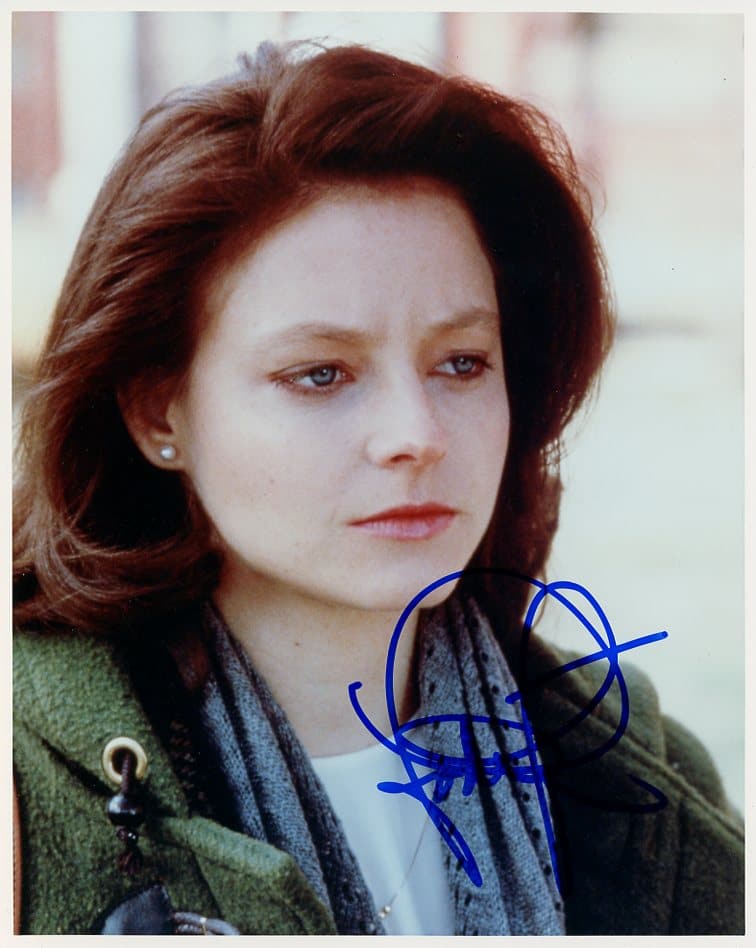 Jodi Foster SILENCE OF THE LAMBS In Person Signed Photo: Photo size is 8x10. Jodi Foster in person signed autographed photo from the movie SILENCE OF THE LAMBS. Jodi Foster as the character Clarice Starling.