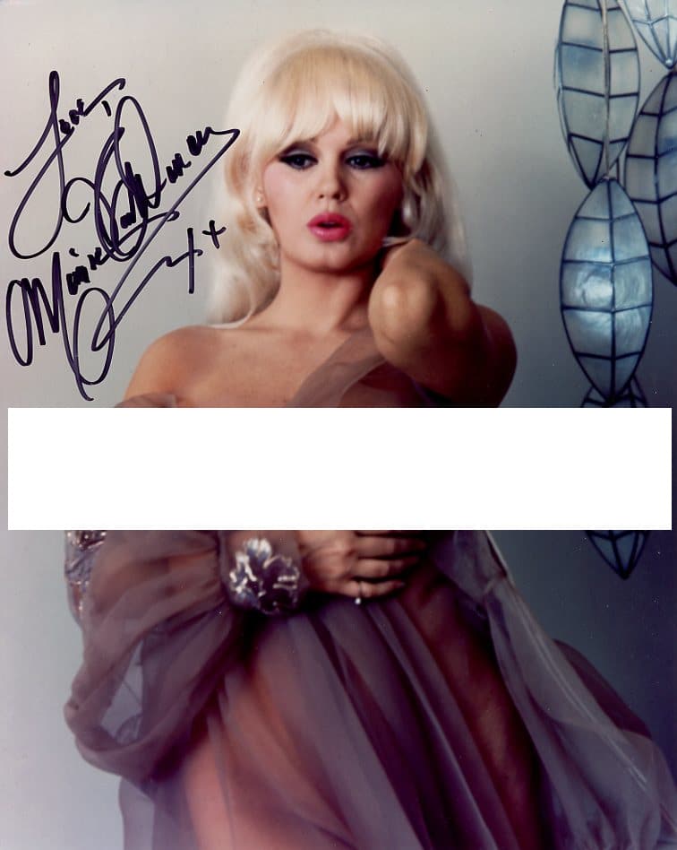 Mamie Van Doren SEXY In Person Signed Photo: Photo size is 8x10. Mamie Van Doren topless in person signed photo. Mamie Van Doren is an American actress, singer, and sex symbol. She is perhaps best known for the rock 'n' roll, juvenile delinquenc