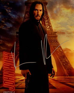 Keanu Reeves JOHN WICK 4 In Person Signed Photo: Photo size is 8x10. Keanu Reeves in person signed photo from the movie JOHN WICK 4. Keanu Reeves as the character John Wick