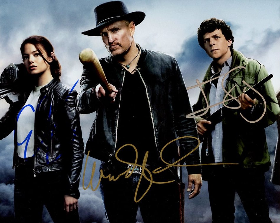 Harrelson / Eisenberg / Stone ZOMBIELAND In Person Sign Photo (1 of 1)