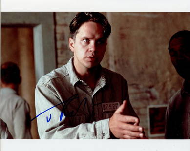 Tim Robbins SHAWSHANK REDEMPTION In Person Signed Photo: Photo size is 8x10. Tim Robbins in person signed photo from the movie SHAWSHANK REDEMPTION. Tim Robbins as the character Andy Dufresne.