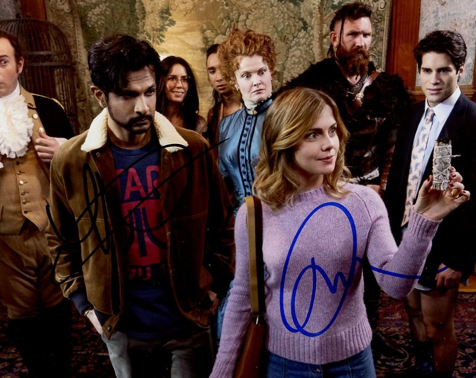 Rose McIver / Utkarsh Ambudkar GHOSTS In Person Signed Photo: Photo size is 8x10. Rose McIver / Utkarsh Ambudkar in person signed photo from the TV series GHOSTS. Rose McIver as the character Samantha. Utkarsh Ambudkar as the character Jay Arondekar.