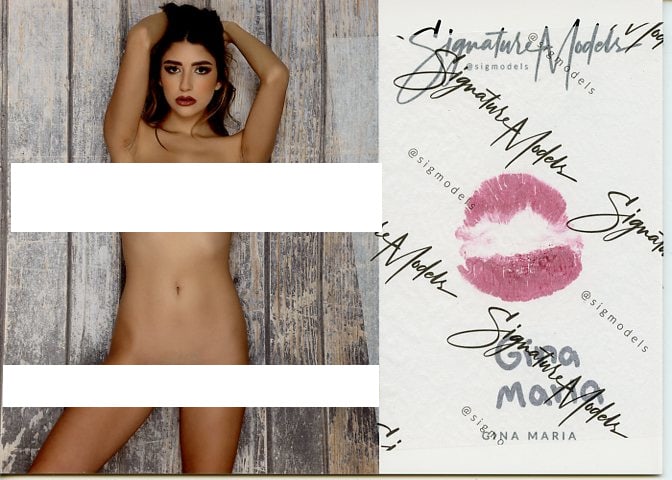 Gina Maria PLAYBOY / HUSTLER KISS CARD In Person Signed Photo: Photo size is 5x7. PRIVATE SIGNING. Gina Maria in person signed photo and kiss card. Playboy / Hustler Model. 5x7 Color In Person signed very sexy portrait. She added a lip print. This item was signed