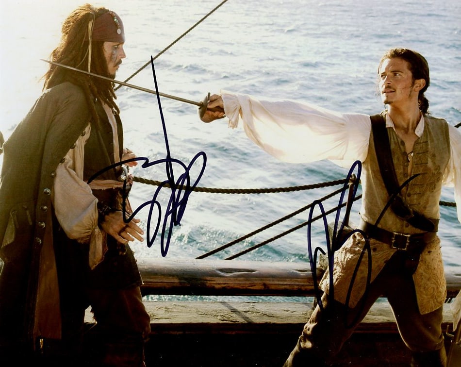 Johnny Depp / Orlando Bloom PIRATES In Person Signed Photo (1 of 1)