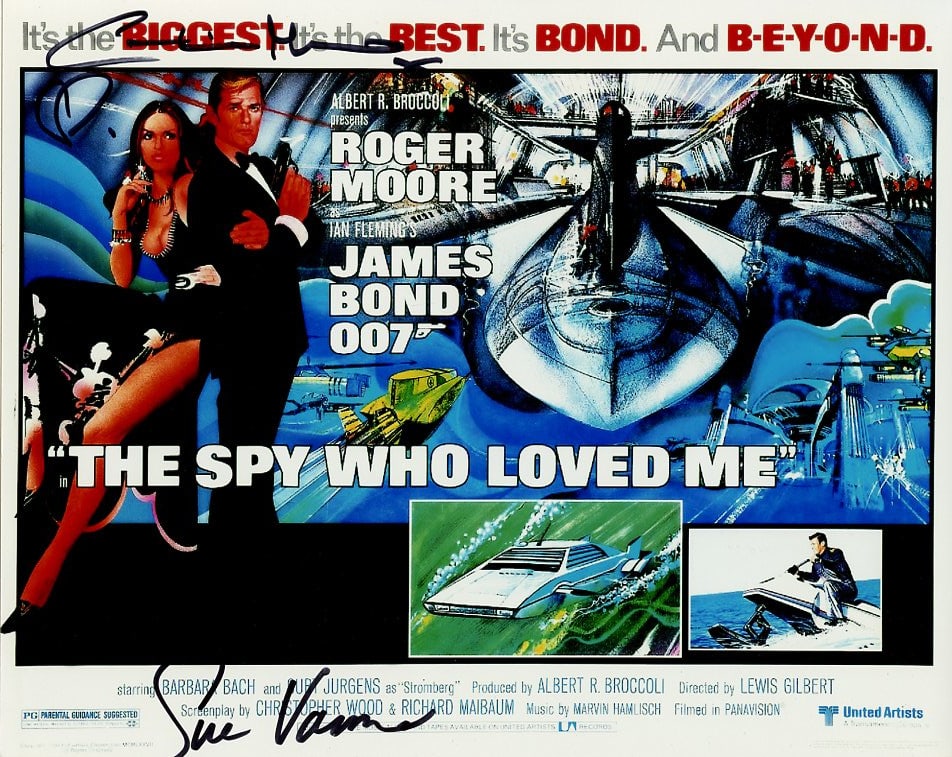 Sue Vanner / Caroline Munro JAMES BOND SPY WHO LOVED ME In Person Signed Photo: Photo size is 8x10. Sue Vanner / Caroline Munro in person signed photo from the James Bond movie THE SPY WHO LOVED ME. Fantastic photo signed by both.