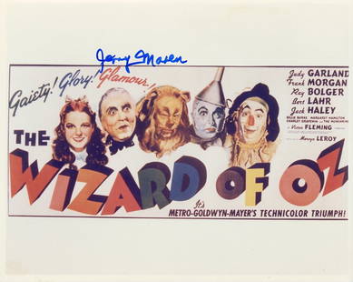 Jerry Maren (1920-2018) WIZARD OF OZ In Person Signeded Photo: Photo size is 8x10. Jerry Maren (1920-2018) in person Signeded photo from the movie THE WIZARD OF OZ. Jerry Maren as the character Lollipop Guild Member.