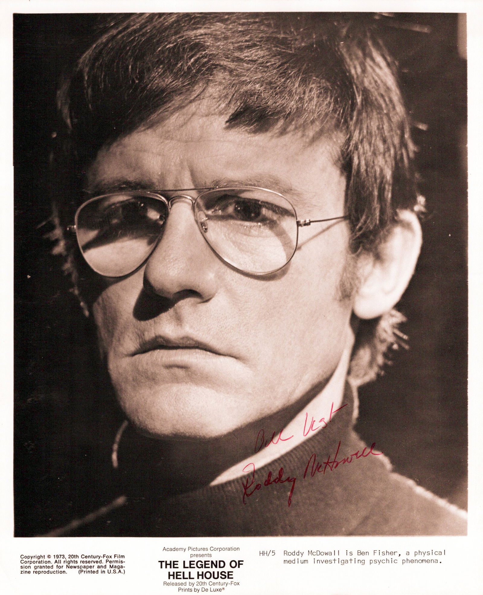 Roddy McDowell (1928-1998) LEGEND OF HELL HOUSE In Person Signed Photo (1 of 1)
