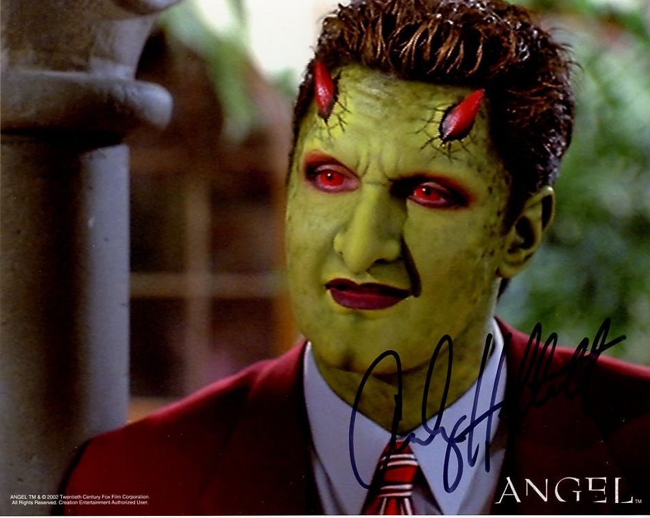 Anthony Hallett ANGEL In Person Signed Photo: Photo size is 8x10. Anthony Hallett in person signed photo from the TV series ANGEL. Anthony Hallett as the character Lorne.