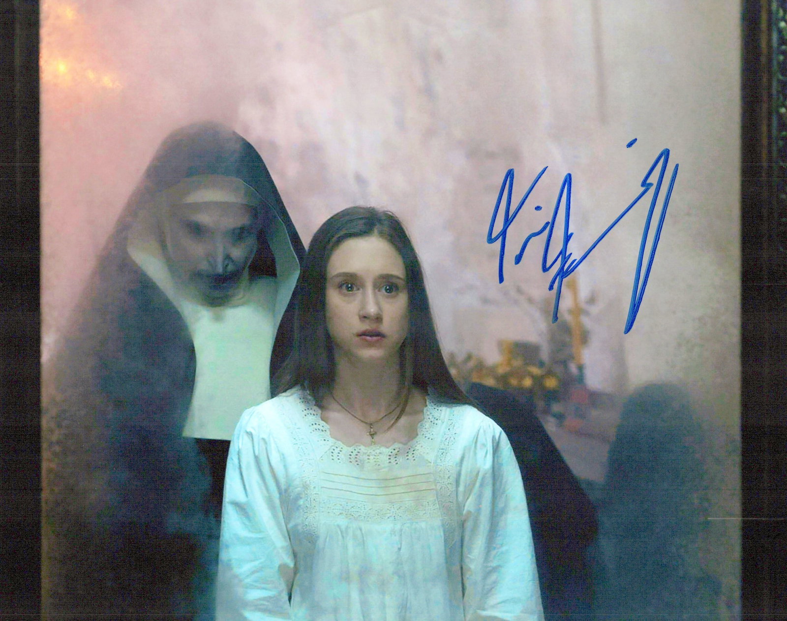 Taissa Farmiga THE NUN In Person Signed Photo: Photo size is 8x10. Taissa Farmiga in person signed photo from the movie THE NUN. Taissa Farmiga as the character Sr. Irene.