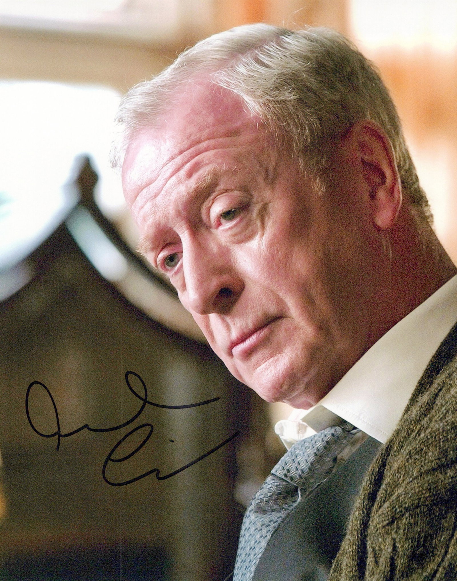 Michael Caine THE DARK NIGHT In Person Signed Photo: Photo size is 8x10. Michael Caine in person sign photo from the movie THE DARK KNIGHT. Michael Kane as the character Alfred