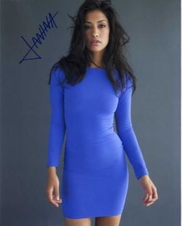 Janina Gavankar TRUE BLLOD / STARGATE ATLANTIS In Person Signed Photo: Photo size is 8x10. PRIVATE SIGNING. From a EBAUTOGRAPHS signing. Sexy in person signed photo wearing tight blue dress. Stars on HBO's TRUE BLOOD.