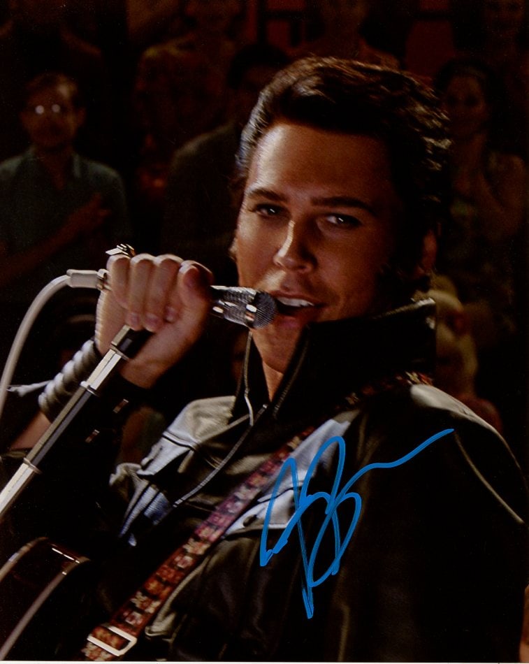 Austin Butler ELVIS In Person Signed Photo: Photo size is 8x10. Austin Butler in person signed photo from the movie ELVIS. Austin Butler as the character Elvis Presley. IMPERFECTIONS: slightly blurry image. Priced accordingly