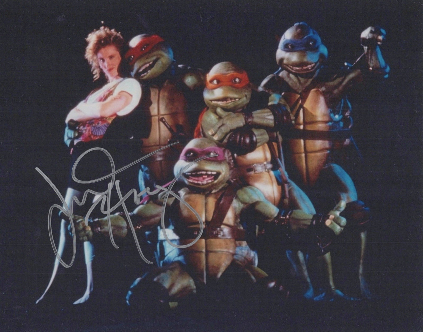 Judith Hoag TMNT In Person Signed Photo: Photo size is 8x10. Judith Hoag in person signed autographed photo from the movie TEENAGE MUTANT NINJA TURTLES. Judith Hoag as the character April O'Neil