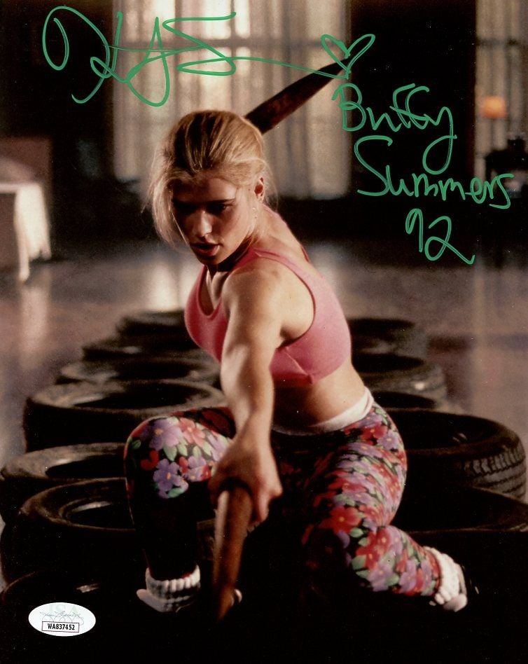 Kristy Swanson (JSA) BUFFY VAMPIRES SLAYER In Person Signed Photo: Photo size is 8x10. JSA AUTHENTICATED. From EBAUTOGRAPHS PRIVATE SIGNING. In person signed photo from the movie BUFFY THE VAMPIRE SLAYER