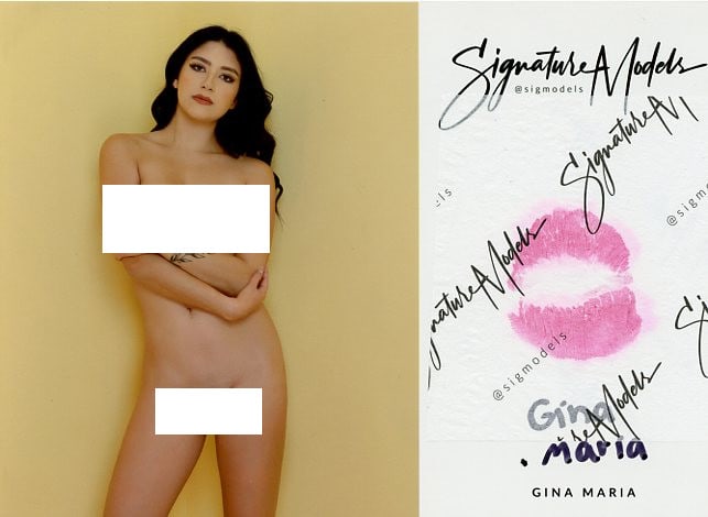 Gina Maria LIP PRINT PLAYBOY / HUSTLER KISS CARD In Person Signed Photo (1 of 1)
