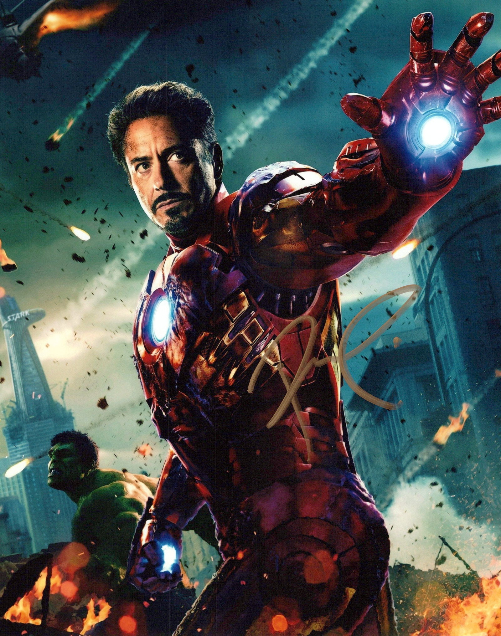 Robert Downey Jr AVENGERS In Person Signed: Photo size is 8x10. Robert Downey Jr in person signed autographed photo from the movie THE AVENGERS. Robert Downey Jr as the character Tony Stark / Ironman.