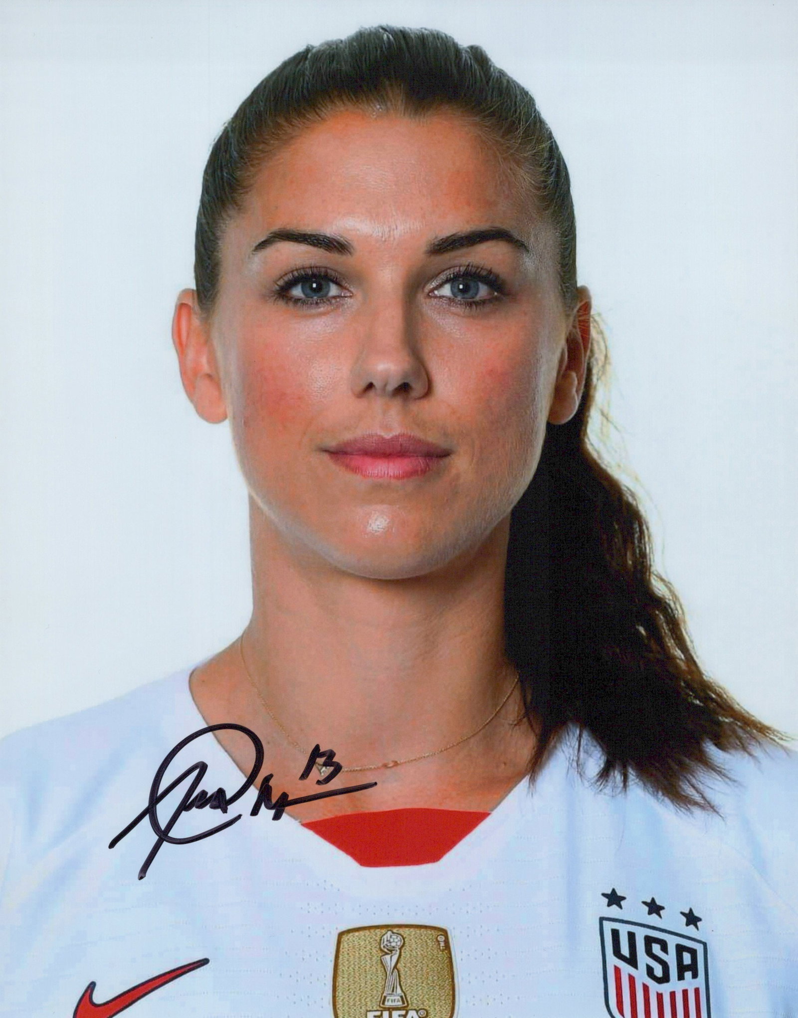 Alex Morgan SOCCER In Person Signed Photo: Photo size is 8x10. Alex Morgan in person signed autographed photo. Alexandra Morgan Carrasco is an American professional soccer player for the Orlando Pride of the National Women's Soccer League, the