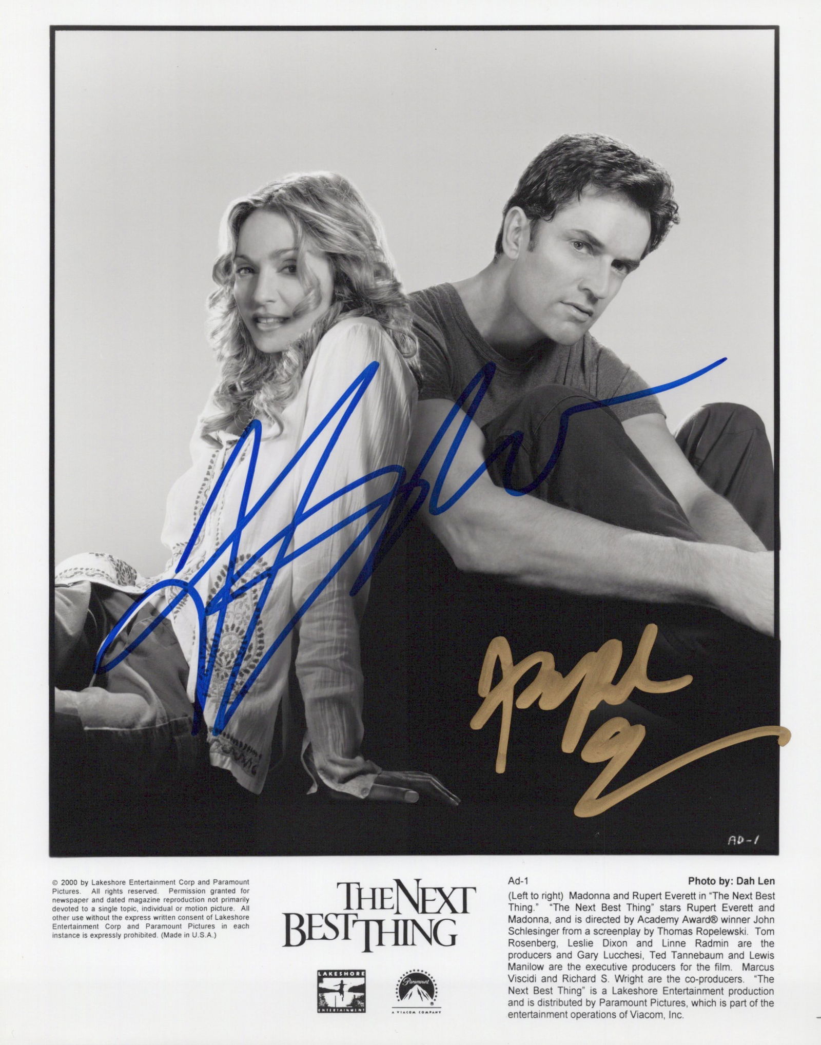 Madonna / Rupert Everett THE NEXT BEST THING Signed Photo (1 of 1)