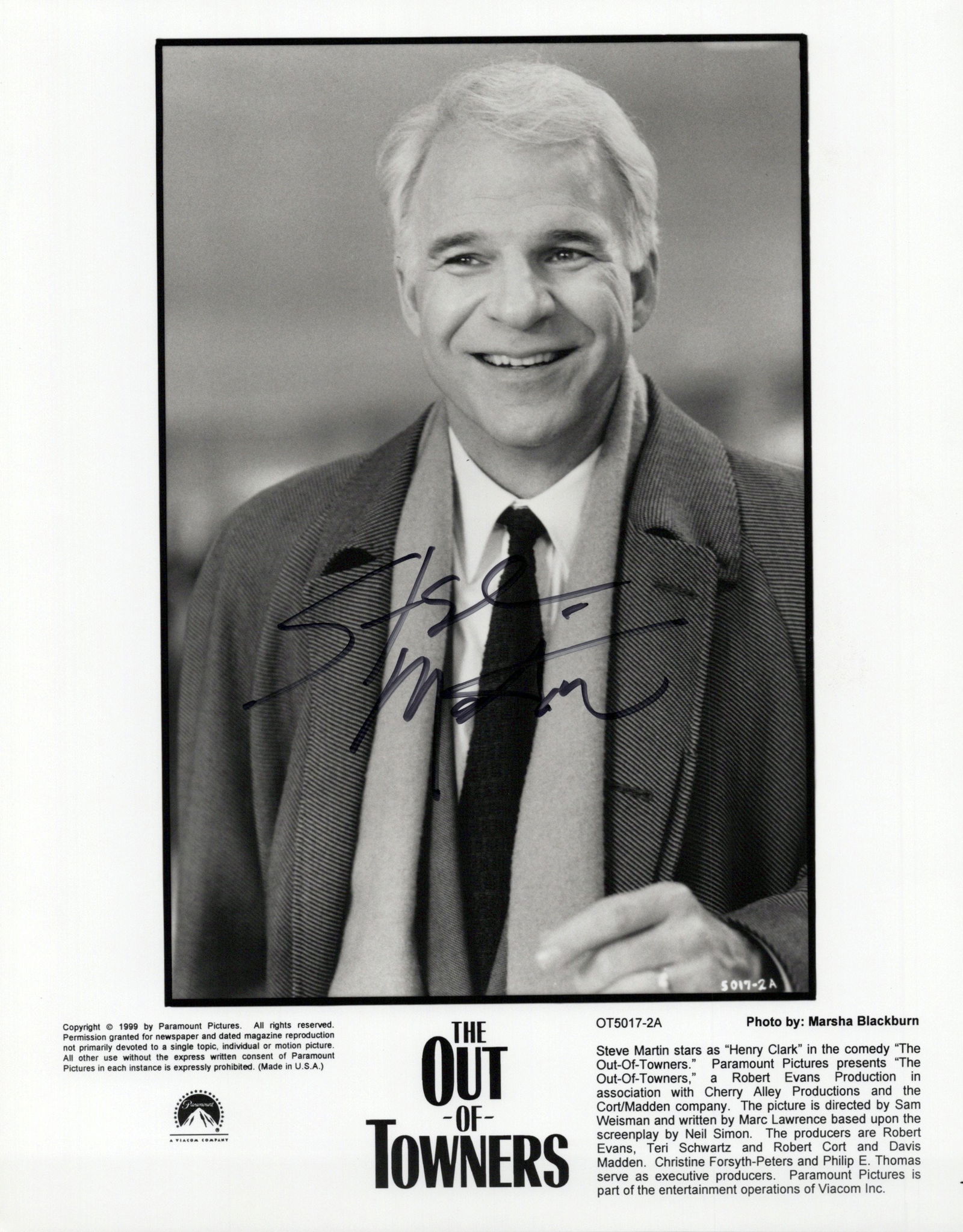 Steve Martin OUT OF TOWNERS Signed Photo (1 of 1)