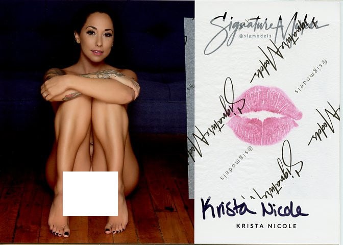Krista Nicole LIP PRINT KISS CARD In Person Signed Photo: Photo size is 5x7. PRIVATE SIGNING. Krista Nicole in person signed photo and kiss card. Playboy Cybergirl. 5x7 Color In Person signed very sexy portrait. She added a lip print. This item was signed at