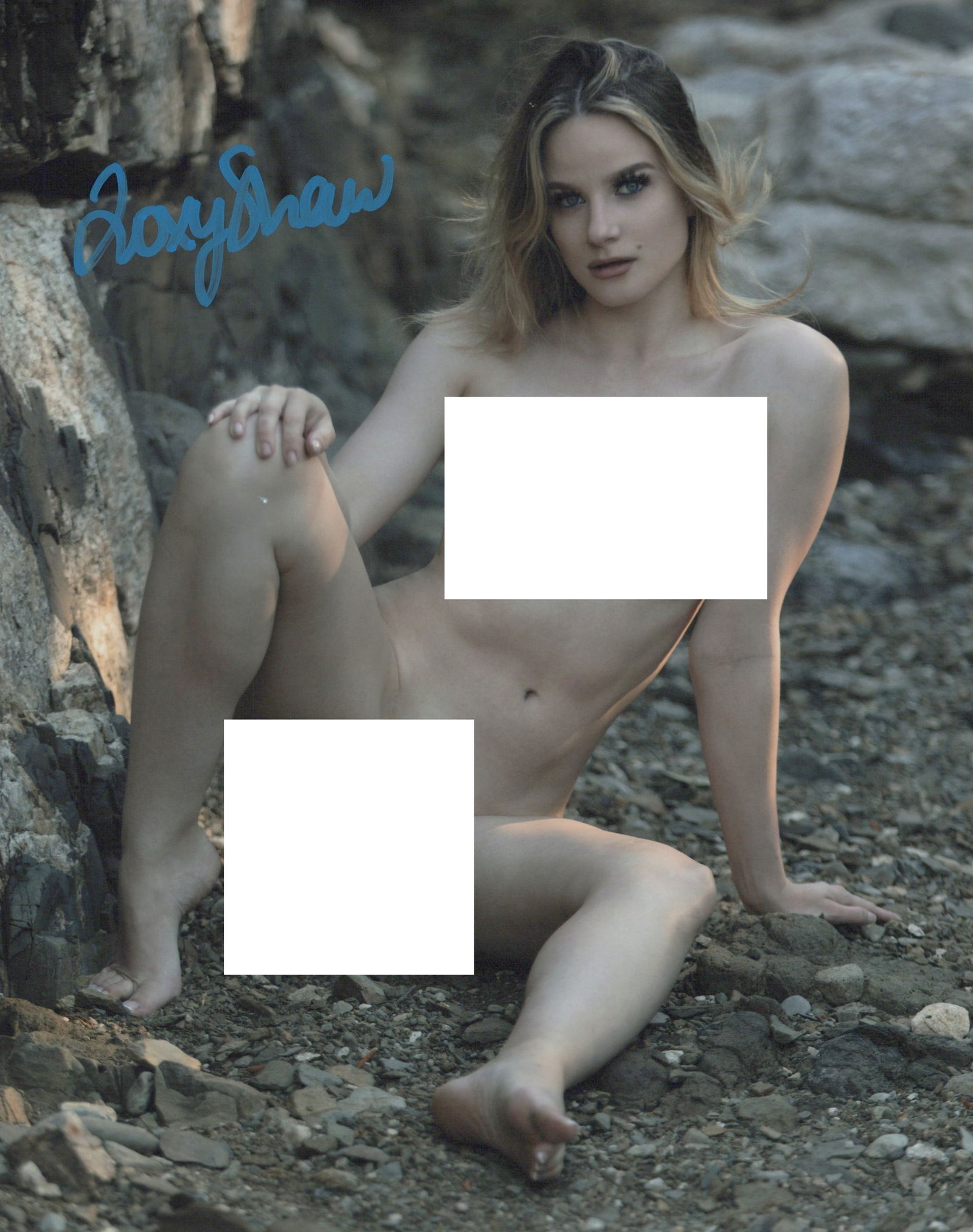 Roxy Shaw PLAYBOY In Person Signed Photo: Photo size is 8x10. Roxy Shaw in person signed photo. This item was signed an exclusive signing in photo shoot on June 30, 2022.