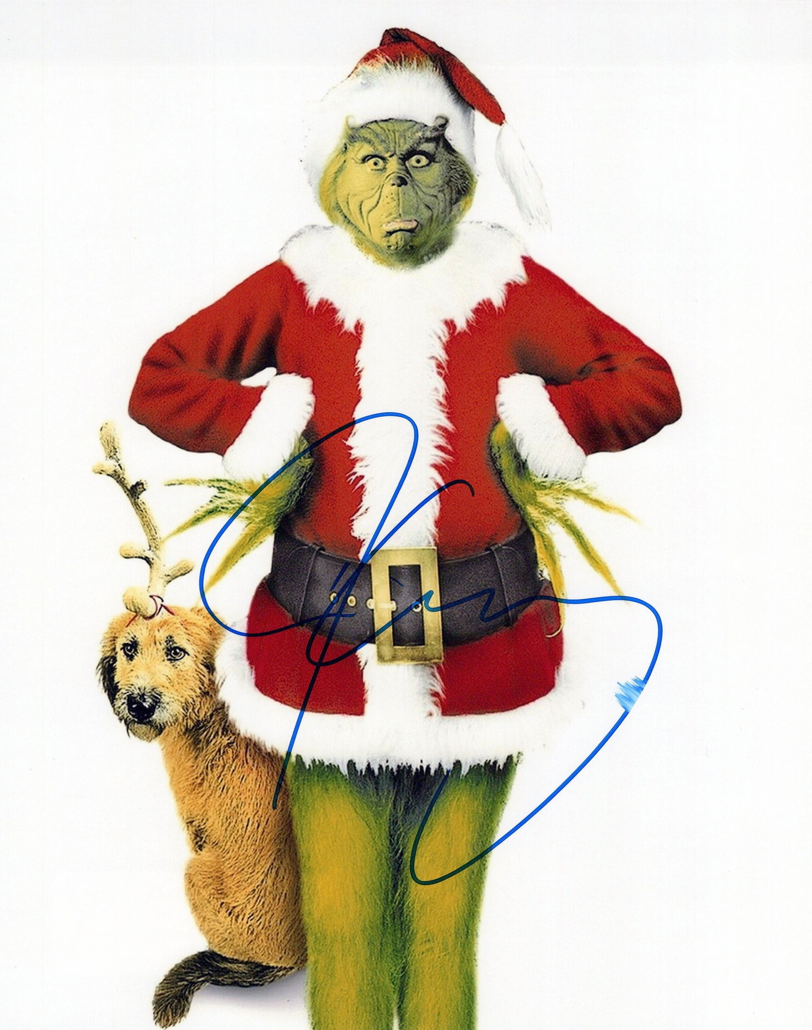 Jim Carrey THE GRINCH In Person Signed Photo: Photo size is 8x10. Jim Carrey in person signed photo from the movie HOW THE GRINCH STOLE CHRISTMAS. Jim Carrey as the character THE GRINCH.
