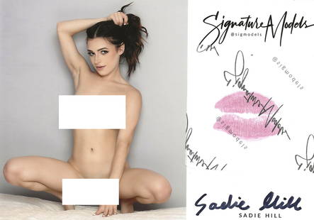 Sadie Hill LIP PRINT KISS CARD In Person Signed Photo: Photo Size is 5x7. PRIVATE SIGNING. Sadie HIll in person signed Signature Model. 5x7 Color In Person signed very sexy NUDE portrait. She added a lip print. This item was signed at an EXCLUSIVE signing