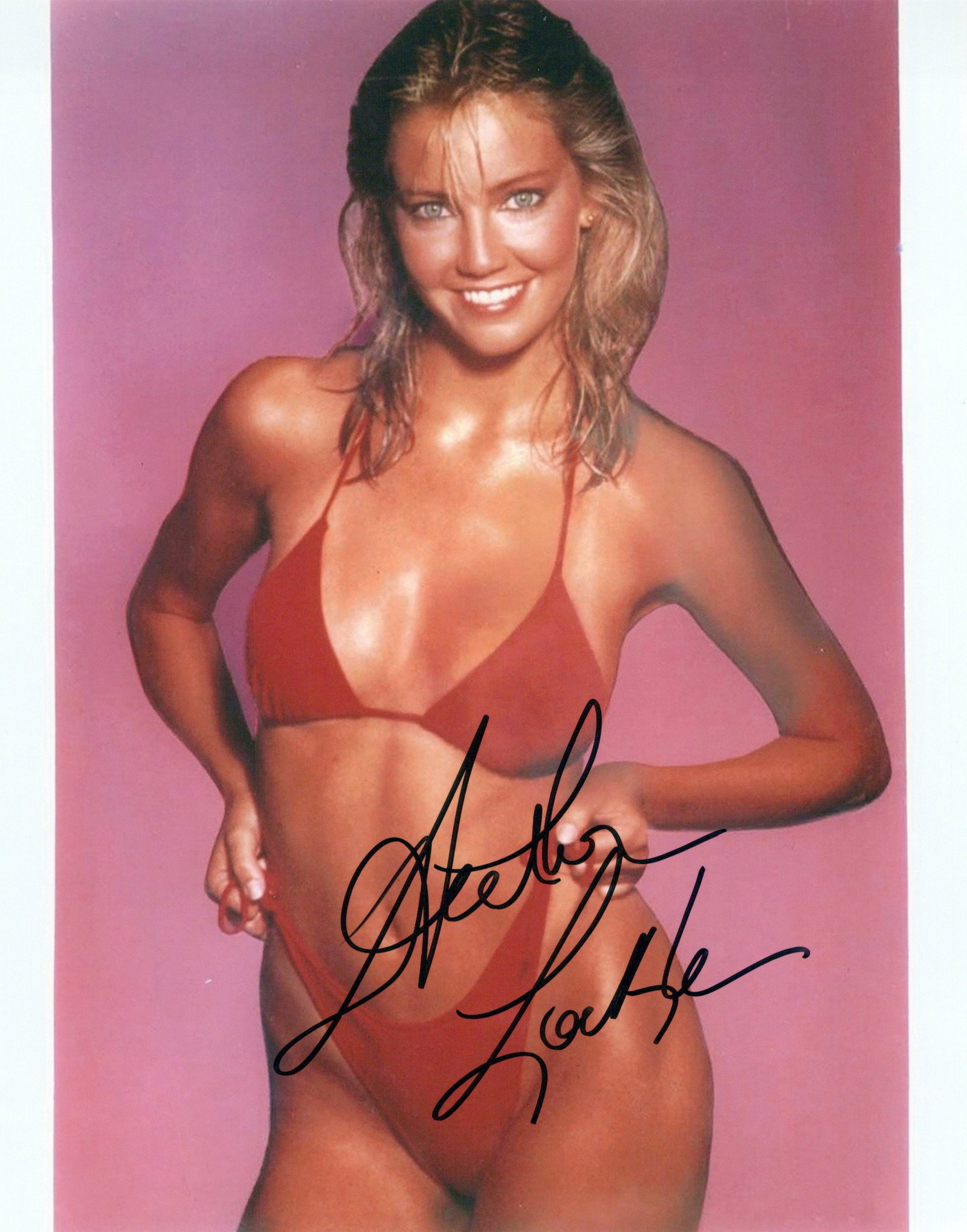 Heather Locklear SEXY RED BIKINI In Person Signed Photo (1 of 1)