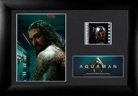 Jason Momoa (Aquaman) DC Mini Film Cell: Item size is 5x7. This special edition Aquaman FilmCells™ Presentation features Jason Momoa as Arthur Curry and his tattoos up close and personal. Included in this officially licensed collectible is