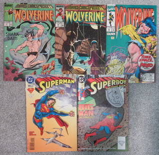 (3) Wolverine / Superman / Superboy Vinatage Comics: In this lot you are getting all 5 comics showen here. 3 Wolverine comics from 1989/1992. Superman #109 1996. Superboy #4 1990. All 5 comics are in excellent condition. From my personal collection. Bou