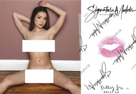 Kelly Lu MODEL KISS CARD In Person Signed Photo: Photo size is 5x7. PRIVATE SIGNING. Kelly Lu in person signed photo and kiss card. Signature model. 5x7 Color In Person signed very sexy portrait. She added a lip print. This item was signed at an EXC