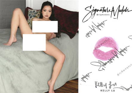 Kelly Lu MODEL KISS CARD In Person Signed Photo: Photo size is 5x7. PRIVATE SIGNING. Kelly Lu in person signed photo and kiss card. Signature model. 5x7 Color In Person signed very sexy portrait. She added a lip print. This item was signed at an EXC