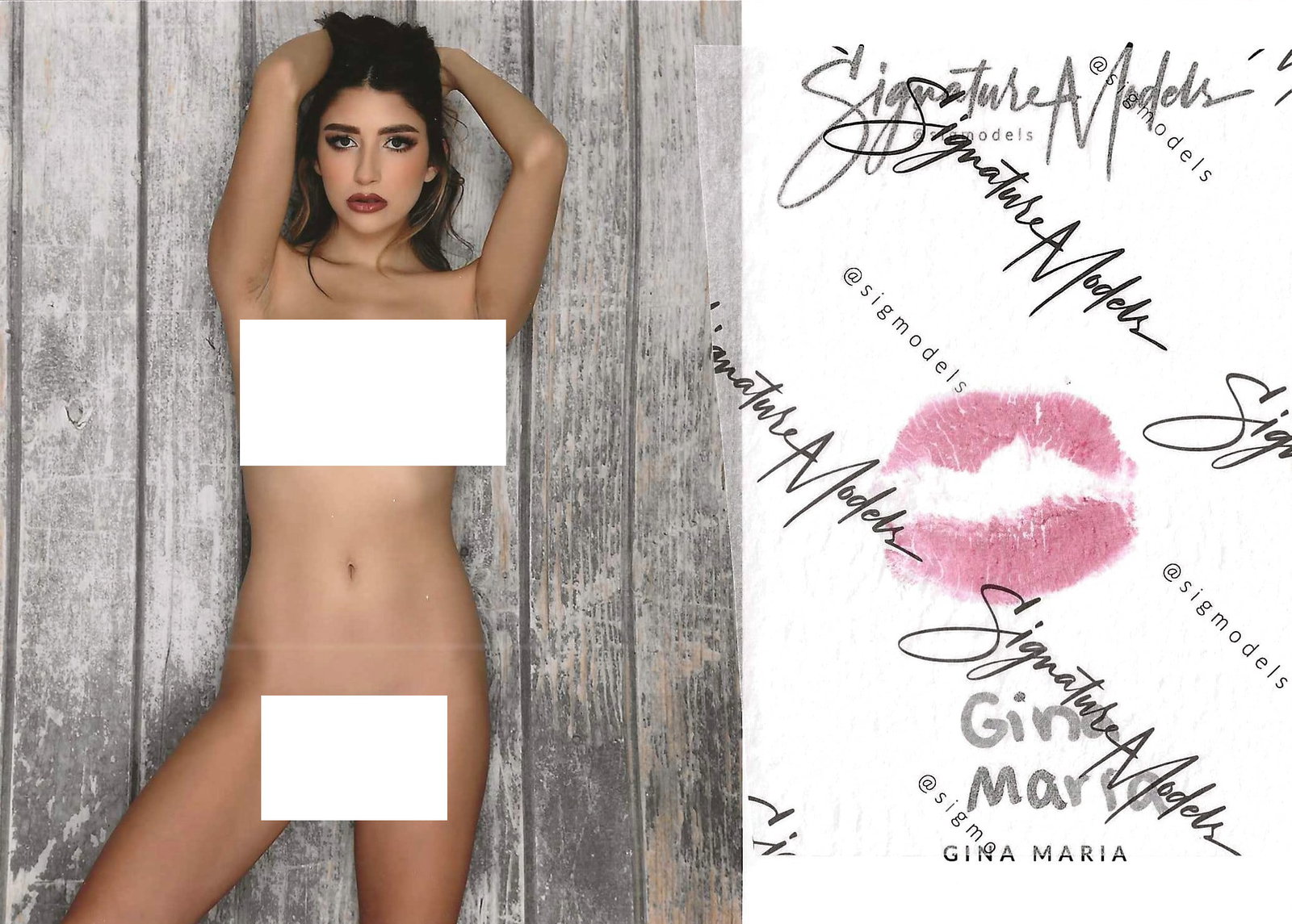 Gina Maria PLAYBOY / HUSTLER LIP PRINT KISS CARD In Person Signed Photo: Photo size is 5x7. PRIVATE SIGNING. Gina Maria in person signed photo and kiss card. Playboy / Hustler Model. 5x7 Color In Person signed very sexy portrait. She added a lip print. This item was signed