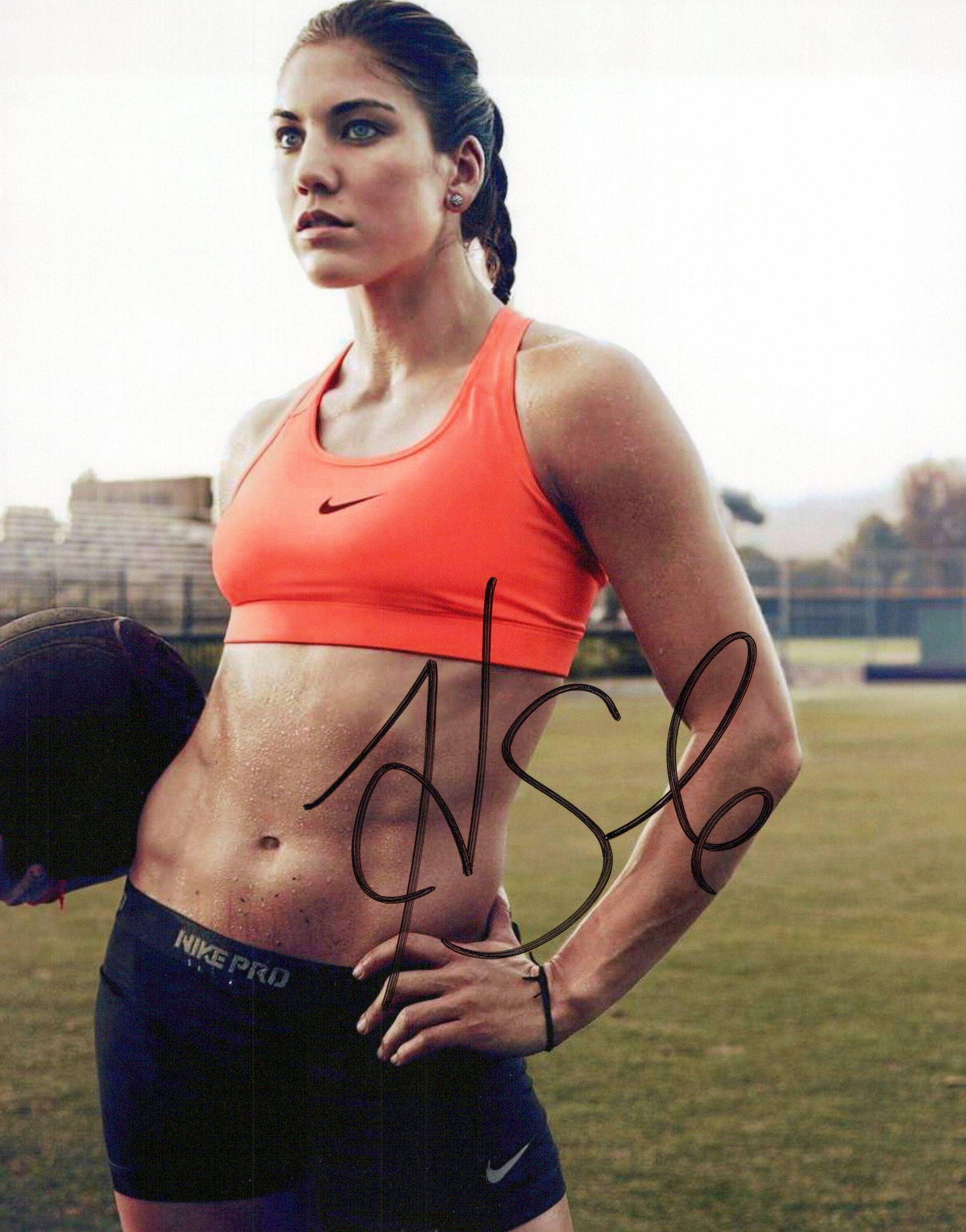 Hope Solo SOCCER In Person Signed Photo: Photo size is 8x10. Hope Solo in person signed photo. Hope Solo is an American former soccer goalkeeper. She was a goalkeeper for the United States women's national soccer team from 2000 to 2016, and 